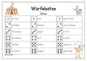 Vorschau - Arbeitsblätter - Würfelsätze - Sätze schreiben trainieren - Seite 1