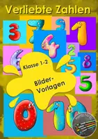Vorschau - Mal- und Bastelvorlagen - Mathe - Verliebte Zahlen Grundschule 1-2 Zahlenbilder - Deckblatt
