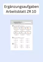 Vorschau - Arbeitsblätter - Ergänzungsaufgaben im ZR bis 10 AB - Deckblatt
