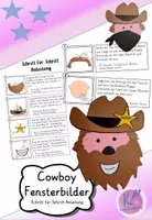 Vorschau - Mal- und Bastelvorlagen - Bastelvorlage / Fensterbilder Karneval - Cowboy (verschiedene Vorlagen + Beispielbilder) - Deckblatt