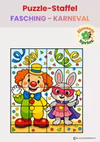 Vorschau - Spiele - Laufspiel: Puzzle-Staffel Karneval/Fasching - Deckblatt