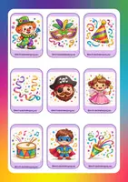Vista previa - Juegos / Gamificación - Memory carnaval IMAGEN PALABRA MINUSCULA - página 1