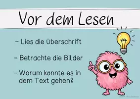Vorschau - Poster - Lesestrategien Vor- Nach- und während des Lesens + Übungstext und Merkblatt - Seite 3