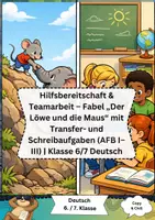 Vorschau - Arbeitsblätter - Hilfsbereitschaft & Teamarbeit – Fabel „Der Löwe und die Maus“ mit Transfer- und Schreibaufgaben (AFB I–III) | Klasse 6/7 Deutsch - Deckblatt