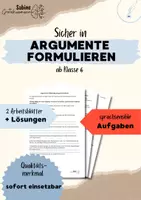 Vorschau - Arbeitsblätter - Argumente vollständig und sicher formulieren ab Klasse 6 - Deckblatt