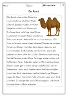 Vorschau - Arbeitsblätter - Lesen Wüstentiere - Leseverstehen - Seite 1