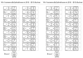 Vorschau - Arbeitsblätter - Arbeitsheft Training im ZR 10 alle subtraktionen platzhalter + Lösungsheft - Seite 3