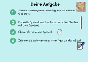 Vorschau - Aufgabenkarten - Aufgabenkarten zur Einheit Spiegeln am Geobrett - Deckblatt