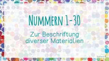 Vorschau - Bildkarten - Bunte Nummernschilder 1-30 - Seite 1