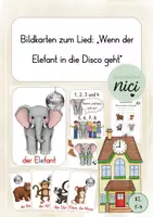 Vorschau - Arbeitsblätter - Bildkarten zum Lied "Wenn der Elefant in die Disco geht" - Deckblatt