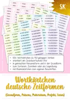 Vorschau - Stationenlernen - Wortkärtchen deutsche Zeitformen (Grundform bis Futur I) - Deckblatt