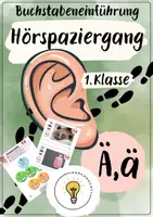 Vorschau - Arbeitsblätter - Buchstabeneinführung Ä - Buchstabe Ä - Hörspaziergang Ä mit Differenzierung - Deckblatt