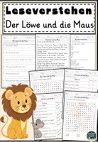 Vorschau - Arbeitsblätter - Fabel Der Löwe und die Maus Sachtext, Lesen und Verstehen, Leseverstehen - Deckblatt