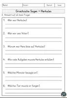 Vorschau - Arbeitsblätter - Griechische Sagen – Herkules Sachtext, Lesen und Verstehen, Leseverstehen - Seite 2