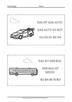 Vorschau - Arbeitsblätter - GROSSBUCHSTABEN Fahrzeuge Kurze Sätze und Silben üben 1. Klasse Erstleser Leseblätter - Seite 1