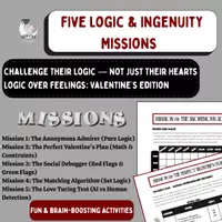 Vista previa - Hojas de trabajo - Valentine’s Day Logic Challenges for Secondary Students | Critical Thinking, CS & SEL | 5 Missions - Portada