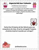 Vista previa - Hojas de trabajo - Especial de San Valentín problemas matemáticos - página 1