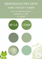 Vorschau - Bildkarten - grüne runde Namensschilder - editierbar! - Deckblatt