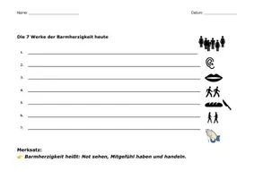 Vorschau - Arbeitsblätter - Werke der Barmherzigkeit + Lösung - Seite 1