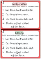 Vorschau - Arbeitsblätter - Freiarbeitsmaterial: Stolpersätze für die 1.Klasse - Seite 1