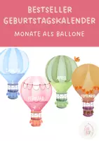 Vorschau - Bildkarten - Geburtstagskalender Monatskalender Ballone 🎈 - Deckblatt