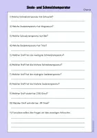 Vorschau - Arbeitsblätter - Siede- und Schmelztemperatur - Deckblatt