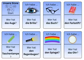 Vorschau - Stationenlernen - Unsere Sinne_Spiel: Wer hat? - Ich habe! Version blau - Deckblatt