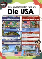 Vorschau - Arbeitsblätter - USA - Bundesstaaten/Sehenswürdigkeiten - Info- & Bildkarten - Deckblatt