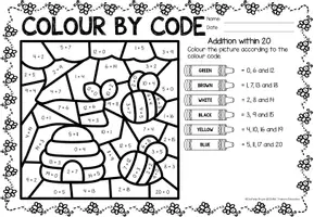 Vorschau - Stationenlernen - Color by code - Addition within 20 (Spring) - Seite 2