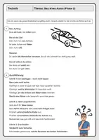 Vorschau - Arbeitsblätter - Konstruktionsaufgabe Auto mit Gummiantrieb - Ein bewegtes Objekt erfinden - Deckblatt
