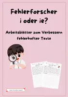 Vorschau - Arbeitsblätter - Rechtschreibung - Fehlerforscher: ie oder i? - Deckblatt