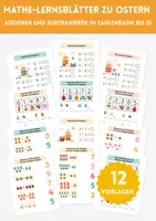 Vorschau - Arbeitsblätter - Mathe-Lernblätter zu Ostern – Addieren und Subtrahieren bis 10 | Rechnen im Zahlenraum 10 | Vorschule & 1. Klasse - Deckblatt