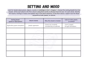 Vorschau - Arbeitsblätter - Setting and Mood - Teaching Material for 1984 Part 1 Chapter 1 - Novel by George Orwell - Seite 1