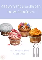 Vorschau - Bildkarten - Geburtstagskalender Monatskalender Muffins 🧁✨ - Deckblatt