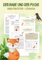 Vorschau - Arbeitsblätter - Rabe und Fuchs 🦊 - FABEL - Arbeitsblätter + Lösungen - Deckblatt