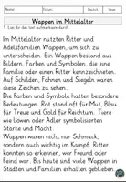 Vorschau - Arbeitsblätter - Wappen im Mittelalter – Arbeitsblätter mit Lesetext & Leseverstehen - Seite 1