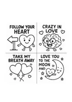 Vorschau - Mal- und Bastelvorlagen - Valentines Day Love Idioms zum Ausmalen - Seite 1