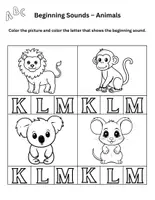 Aperçu - Feuilles d'exercices - Beginning Sounds Coloring Worksheets – Animals - Page 3