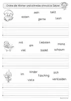 Vorschau - Arbeitsblätter - Einfache Schüttelsätze, Thema Verben - Was machen die Kinder? Klasse 2 - Seite 3