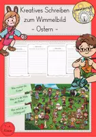 Vorschau - Arbeitsblätter - Wimmelbild beschreiben kreatives schreiben Bildbeschreibung Ostern - Deckblatt