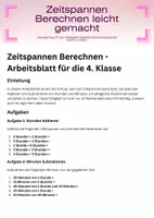 Vorschau - Arbeitsblätter - Zeitspannen Berechnen - Arbeitsblatt für die 4.Klasse - Deckblatt