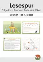 Vorschau - Aufgabenkarten - Lesespur - Folge Kurts Spur und finde das Küken - Deckblatt
