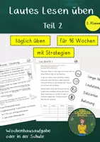 Vorschau - Arbeitsblätter - Lautes Lesen üben mit dem Bücherwurm - Lernheft Teil 2 - Deckblatt