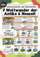 Vorschau - Arbeitsblätter - Die 7 Weltwunder der Antike & Neuzeit - Wissenskartei & Steckbriefe - Deckblatt