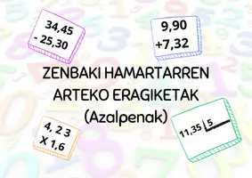 Vista previa - Hojas de trabajo - ZENBAKI HAMARTARREN ARTEKO ERAGIKETAK - Portada
