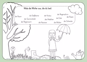 Vorschau - Arbeitsblätter - Lesen und Malen im Frühling - dreifach differenziert - Seite 1