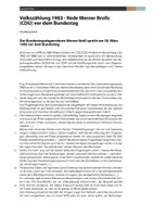 Vorschau - Arbeitsblätter - Volkszählung 1983 - Rede Werner Brolls (CDU) in der Bundestagsdebatte (Quellenarbeit Geschichtsunterricht) - Seite 1