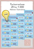Vorschau - Arbeitsblätter - Partnerrechnen Zahlenraum bis 1.000 Mathe Klasse 3 - Deckblatt