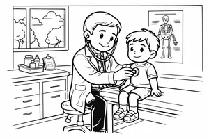 Vorschau - Mal- und Bastelvorlagen - Ausmalbild Arzt / Krankenhaus - Seite 1