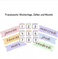 Vorschau - Poster - Französische Wochentage, Monate und Zahlen - Deckblatt